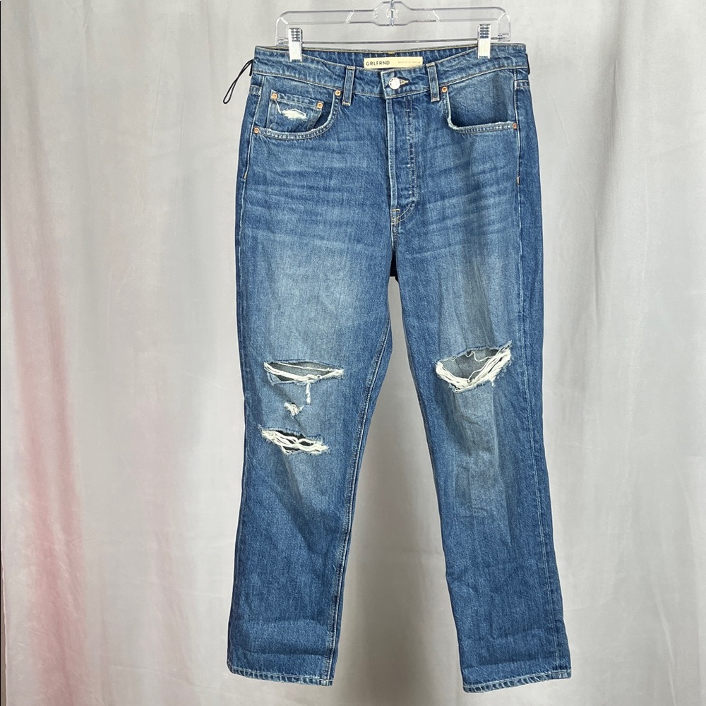 NWOT GRLFRND‎ The Karolina High Rise Straight Crop in Sedona Blue. - Picture 3 of 12